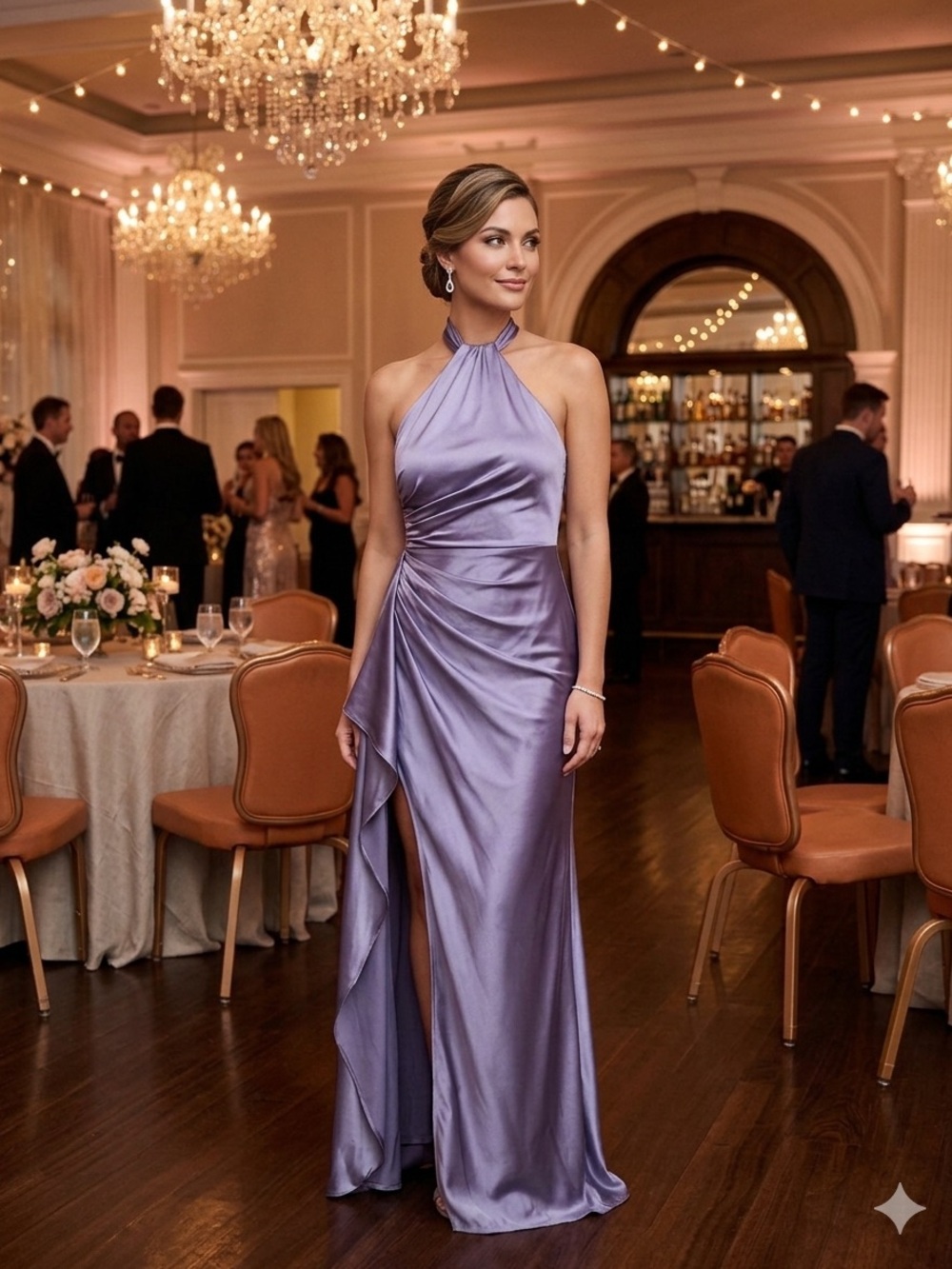 Elegant Lavender One-Shoulder Draped Evening Dress